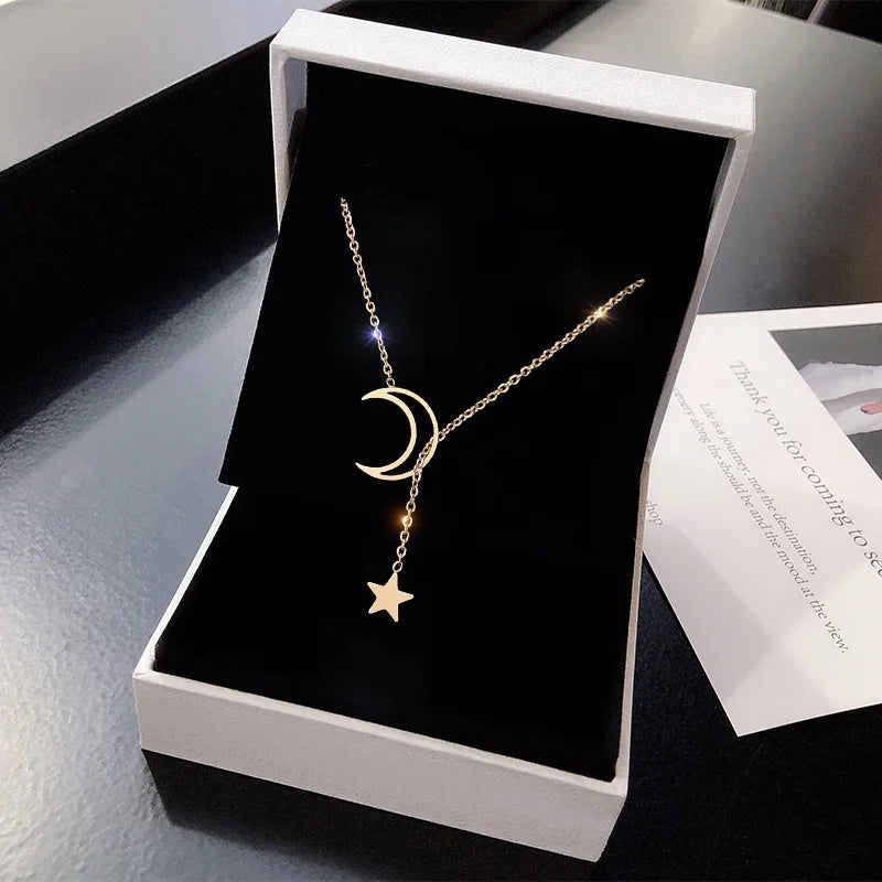 Gleaming Moon Star Choker Necklace