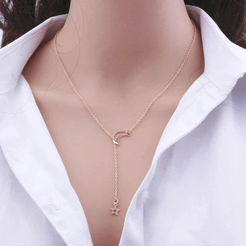 Gleaming Moon Star Choker Necklace